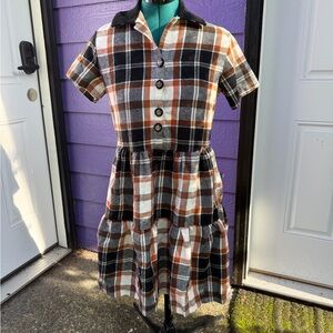 OOAK handmade Plaid Button-Up flannel Dress
